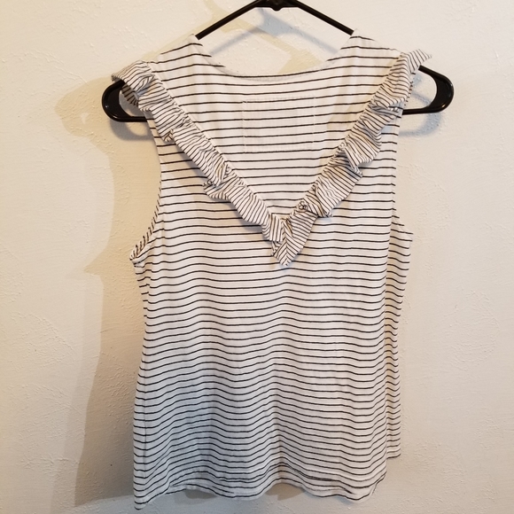 Maeve Anthropologie Striped Ruffle Tank Top - Picture 3 of 3